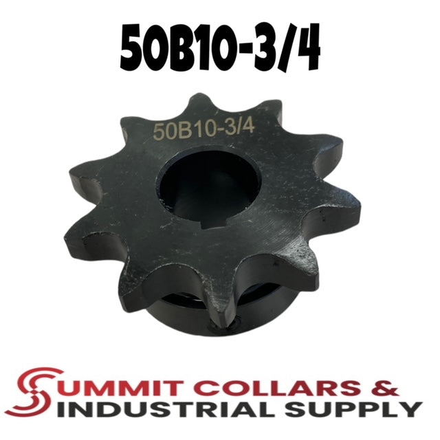 #50 Roller Chain Sprocket, Type B, 10 Tooth 3/4